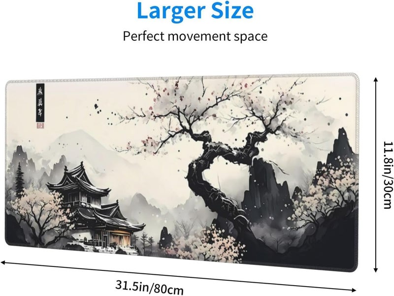 Brecoy Japanese Mouse Pad, Large Japanese Desk Mat, XL Anime Gaming Keyboard Mat, Non-Slip Rubber Base, Big Extended Desk Protector for Home Office, 31.5”x11.8” - Image 2